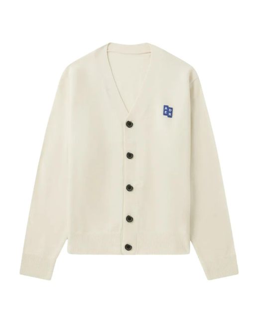 Adererror White Sig; Bl Tag Logo-Patch Button Cardigan