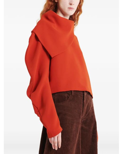 A.W.A.K.E. MODE Red Draped Blouse