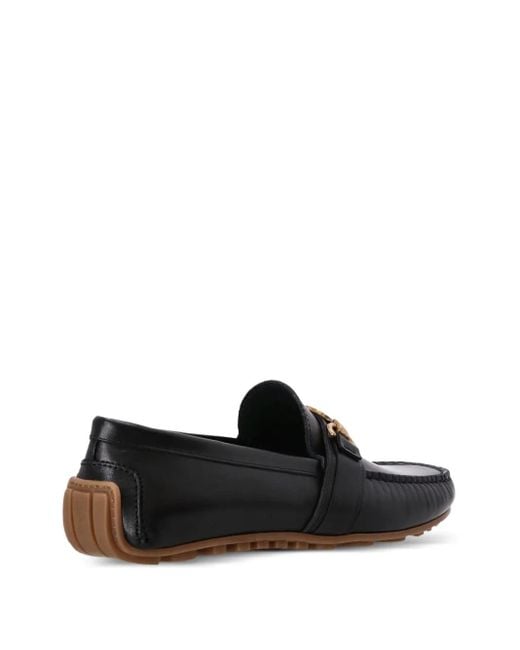 Moschino Black Leather Medallion-Detail Loafers for men