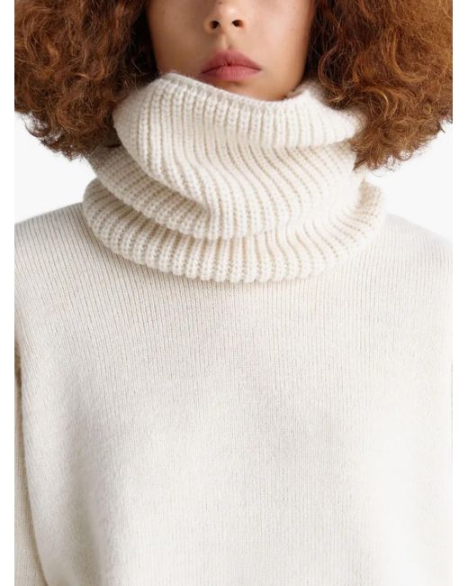 Lemaire White Ribbed High-Neck Snood