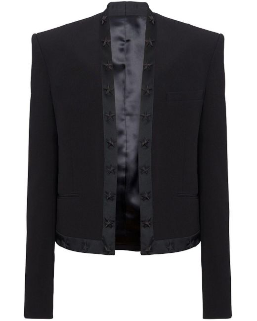 Balmain Black Spencer Star-embroidered Jacket for men