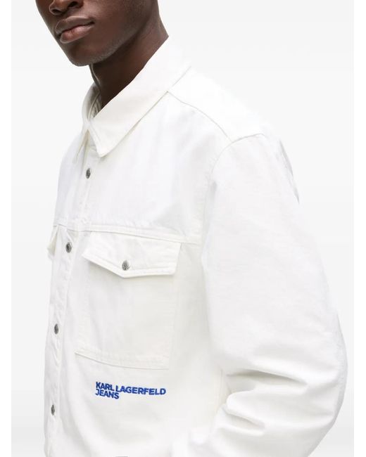 Karl Lagerfeld White Graphic-Print Shirt for men