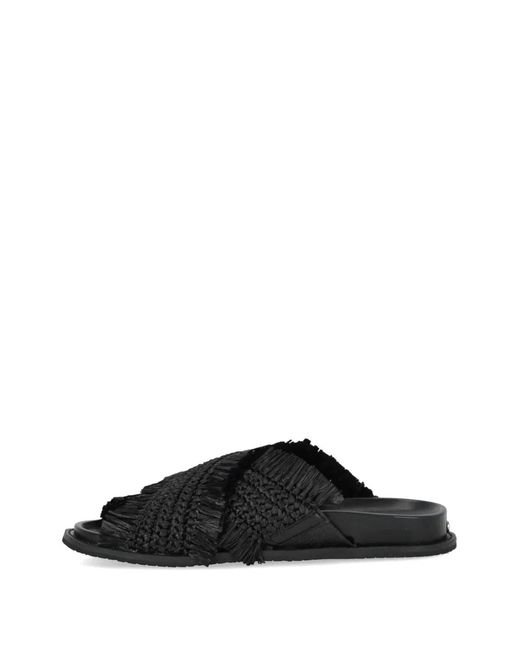 Michael Kors Black Peyton Fringed Woven Sandals