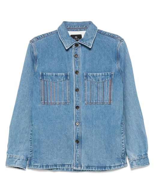 メンズ Paul Smith ストライプ シャツジャケット Blue