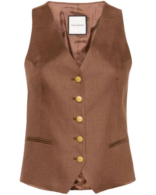 Tagliatore Brown Button-up Linen Waistcoat