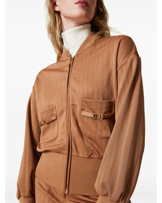 Twinset Brown Jacquard Bomber Jacket