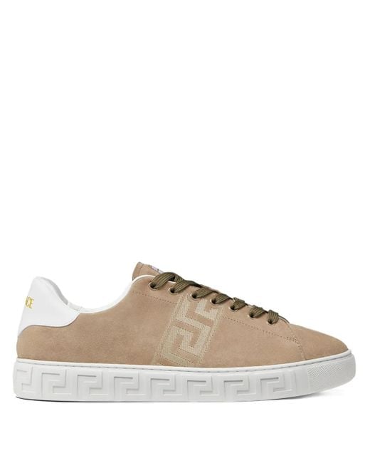 Zapatillas con bordado Greca Versace de hombre de color Brown