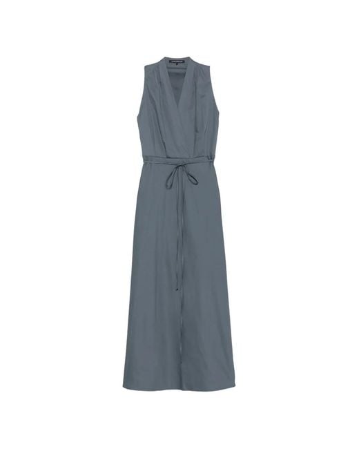 Luisa Cerano Blue Wrap-Style Belted Midi Dress
