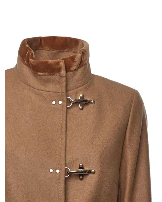 Fay Brown Double-Breasted Toggle Coat
