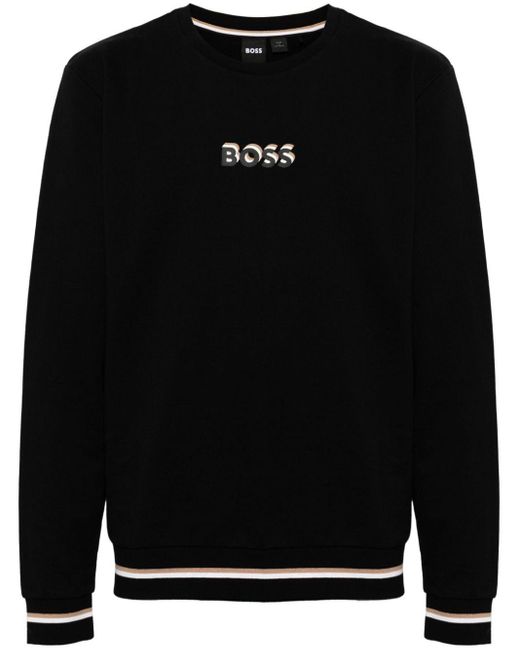Boss Black Logo-print Cotton Sweatshirt for men