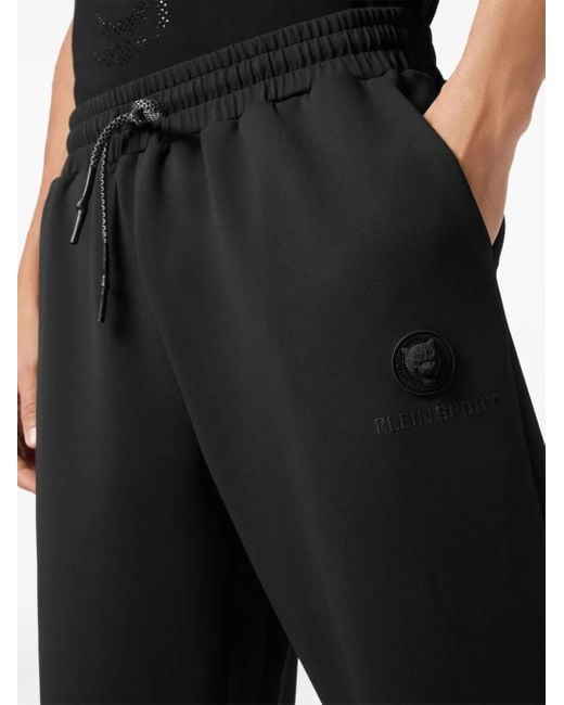 Philipp Plein Black Logo-Patch Track Pants for men