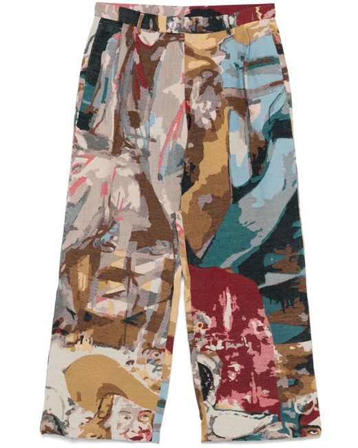 Kidsuper Red Jacquard-Paintings Trousers for men