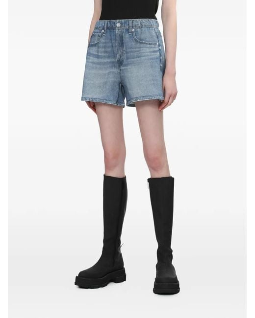 Rag & Bone Blue Distressed Elasticated Shorts