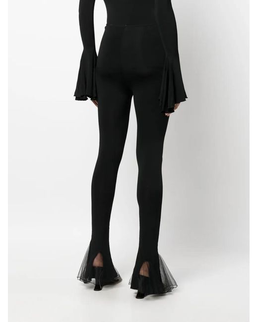 Nensi Dojaka Black Tulle-Detail Flared Trousers