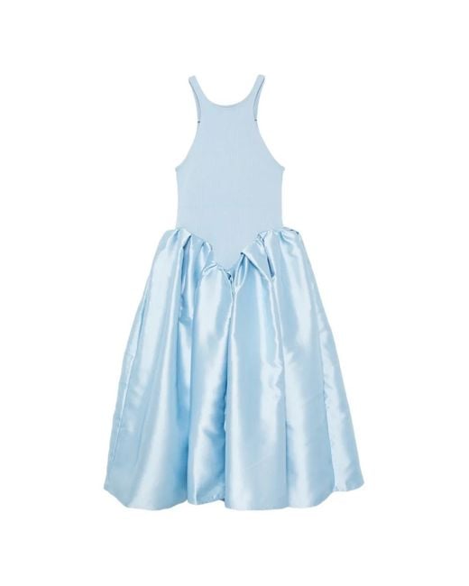 Marques'Almeida Blue Panelled Bubble-Skirt Dress