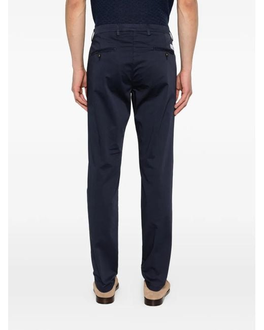 Manuel Ritz Blue Logo-Patch Belt-Loop Trousers for men