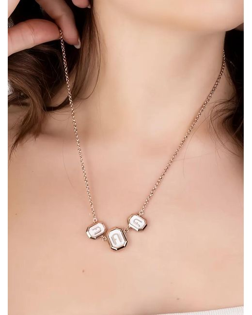 Furla White Octagon Pendant Necklace