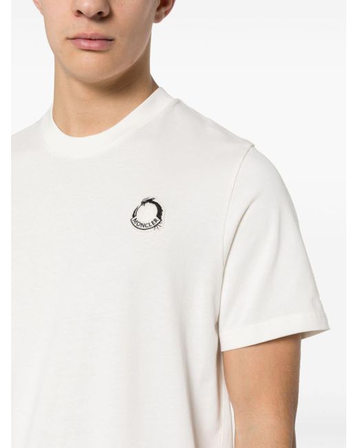 T-shirt en coton à logo appliqué Moncler pour homme en coloris White