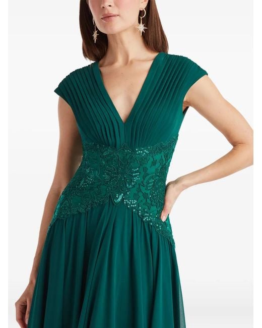 Tadashi Shoji Green Pleated Sequin-Embellishment Midi Dress