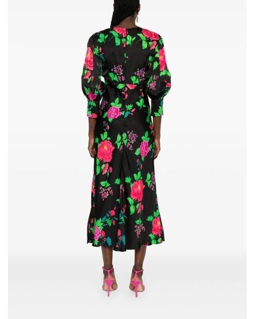 Nissa Green Printed Midi Dress