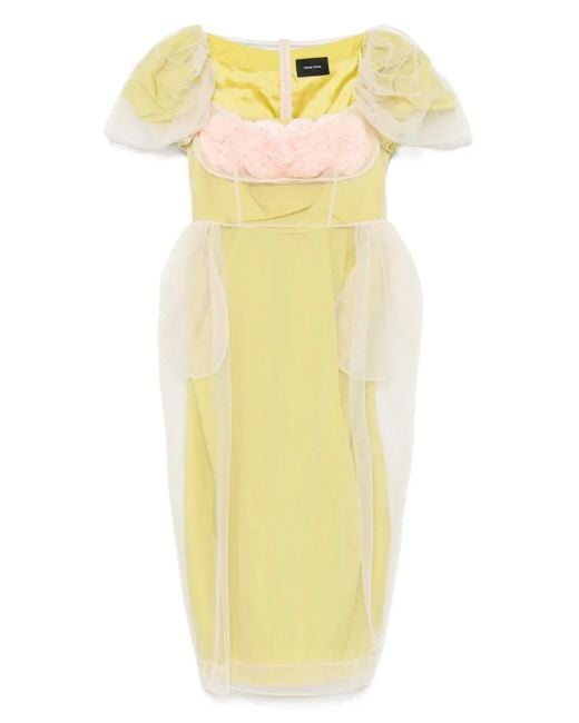 Simone Rocha Gelaagde Balconette Midi-Jurk in het Yellow