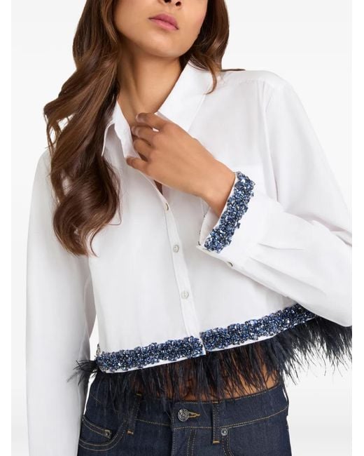 Cinq À Sept White Chemise Sylvan Bordée De Plumes