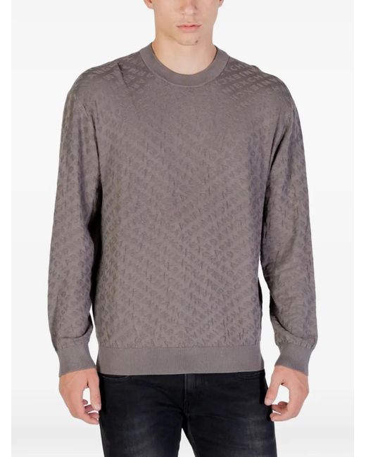 ARMANI EXCHANGE Gray Logo-Patterned Sweatshirt for men