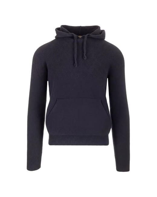 Al Duca D'aosta Blue Drawstring-Hood Wool Hoodie for men