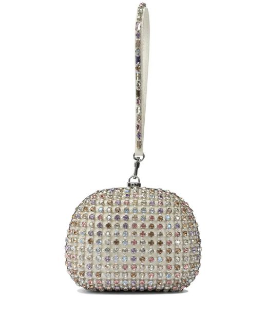 Self-Portrait White Crystal-Embellished Clutch Bag