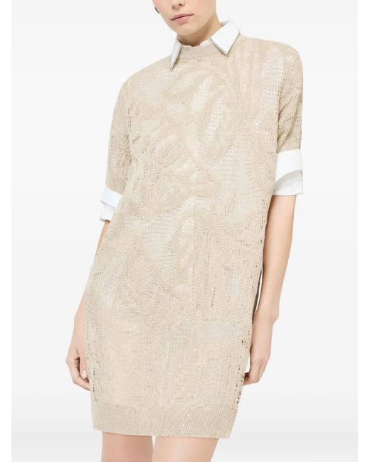 Brunello Cucinelli White Dazzling Water Lillies Mini Dress