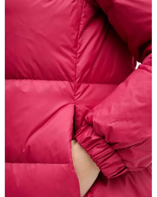 Benetton Red Quilted Funnel-Neck Jacket