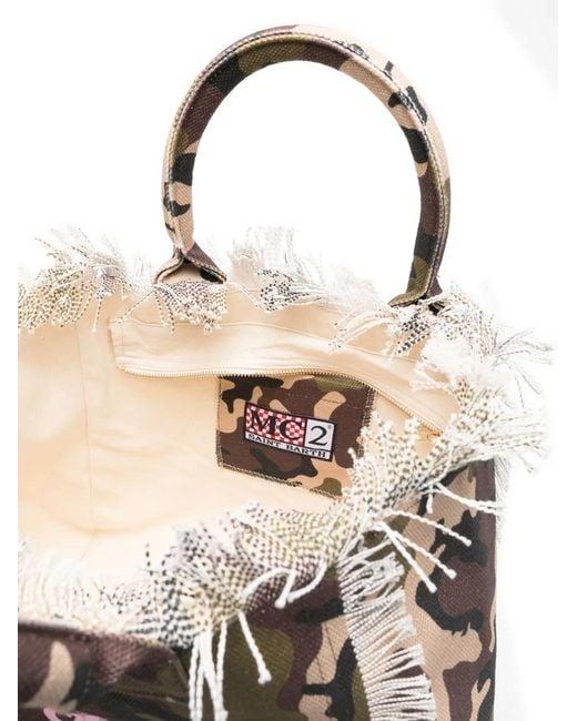 Mc2 Saint Barth Brown Camouflage-Print Frayed Tote Bag