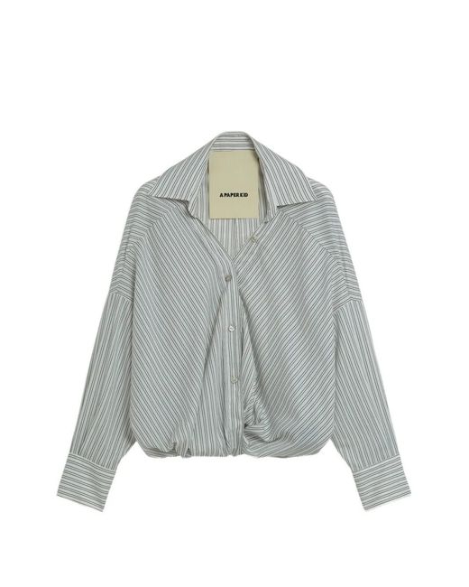 A PAPER KID Gray Striped Over Shirt