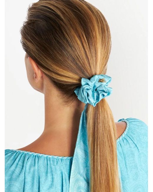 Etro Blue Abstract-Print Scrunchie
