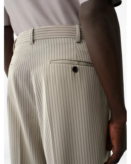 Calvin Klein Natural Pinstripe-Pattern Pleated Trousers for men