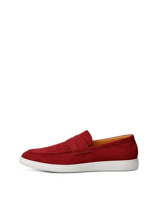 Doucal's Red Mocassins En Daim À Entaille Penny for men