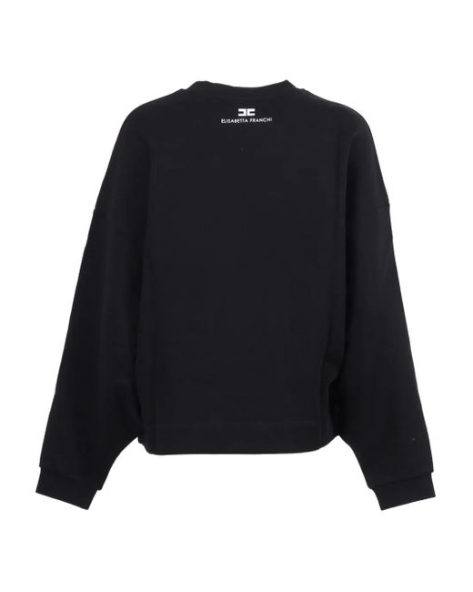 Elisabetta Franchi Black Oversized Sweatshirt With Bold 'Nineties Muse Attitude' Print