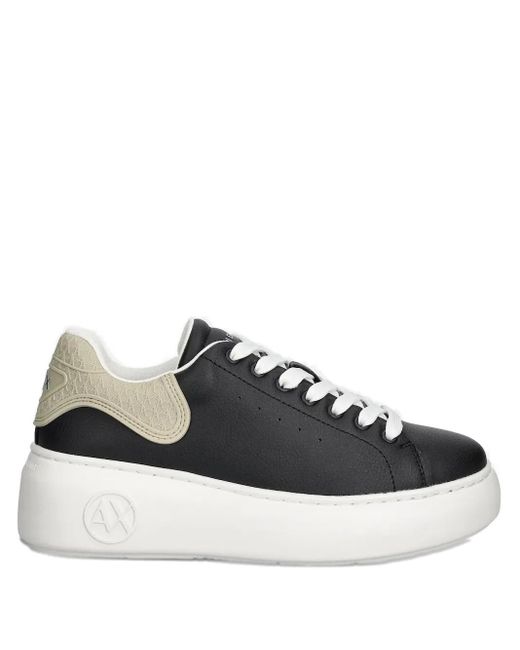 ARMANI EXCHANGE Black Logo-Embossed Platform Sneakers