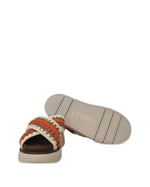 Mou Brown Bounce Woven-Straps Sandals