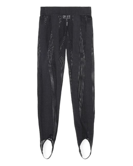 Ganni Blue Mesh-Panelled Stirrup Leggings