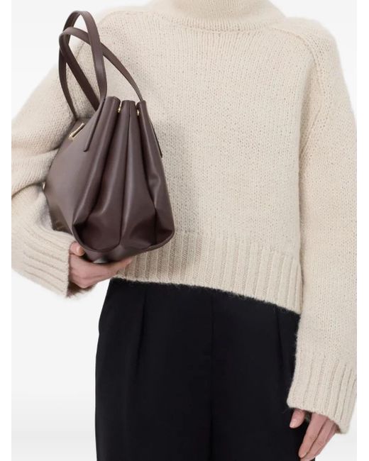 Loulou de Saison White Kean Stand Collar Ribbed Sweater