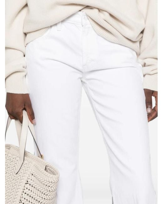 Mother White High-Waisted Flared-Leg Jeans