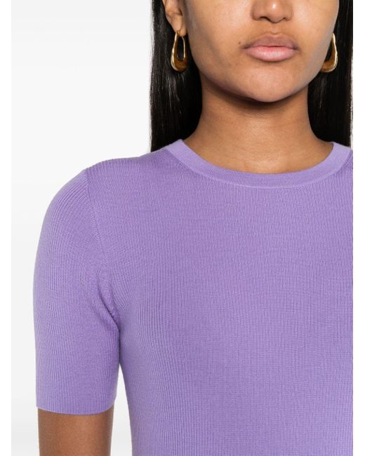 Allude Purple Gestricktes T-Shirt