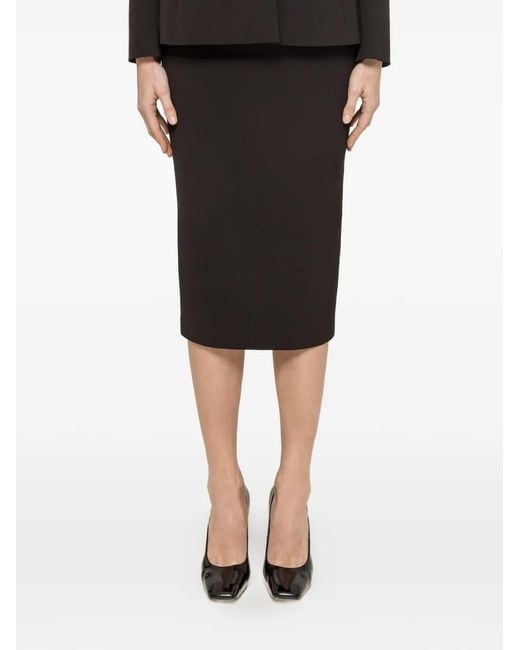Nissa Black High-Waisted Midi Skirt