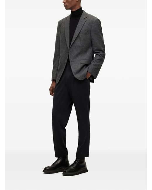 HUGO Black Elbow-Patch Wool Jacket for men