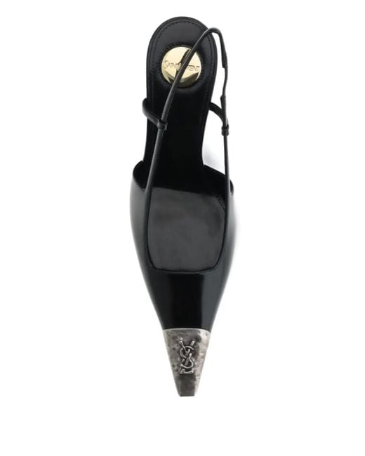 Saint Laurent Black 75Mm Pointed-Toe Slingback Pumps