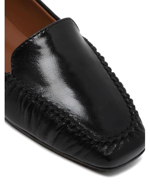 Pollini Black Scallop-Trim Leather Loafers