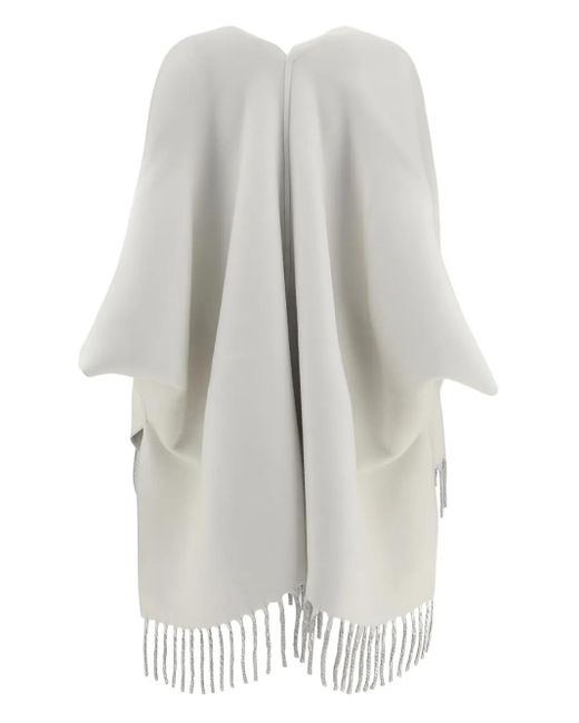 Brunello Cucinelli White Fringed Poncho