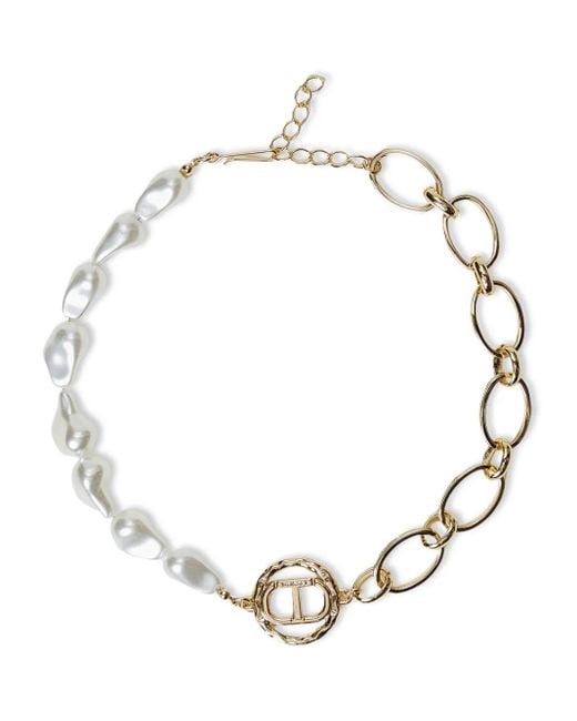 Twinset ロゴペンダント ネックレス Metallic