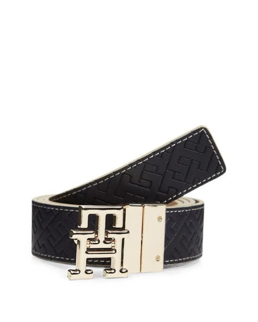 Tommy Hilfiger Natural Logo-Monogram Reversible Belt